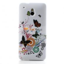 Силиконов калъф / гръб / TPU за HTC One Mini M4 - Colorized Butterflies Circle