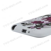 Силиконов калъф ТПУ за Samsung Galaxy Note 2 II N7100 - бял с цвете