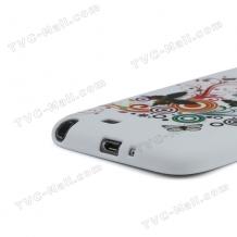 Силиконов калъф ТПУ за Samsung Galaxy Note II / Note 2 N7100 - бял с пеперуди