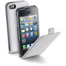 Луксозен кожен калъф Flip тефтер Cellular line за Apple iPhone 5 / 5S - бял