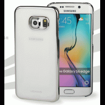 Луксозен твърд гръб / капак / USAMS Kingsir Series за Samsung Galaxy S6 Edge G925 - прозрачен със сребрист кант
