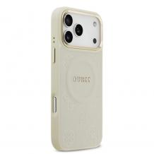 Оригинален кейс Guess Peony Hot Stamp MagSafe За iPhone 17 Pro Max - бежов