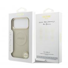 Оригинален кейс Guess Peony Hot Stamp MagSafe За iPhone 17 Pro Max - бежов