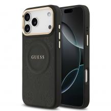 Оригинален кейс Guess Peony Hot Stamp MagSafe За iPhone 17 Pro Max - Черен