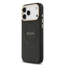 Оригинален кейс Guess Peony Hot Stamp MagSafe За iPhone 17 Pro Max - Черен