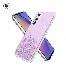 Силиконов калъф / кейс / Brillant Clear Case за Samsung Galaxy A22 4G - розов / сребрист брокат