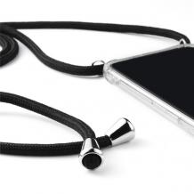 Удароустойчив силиконов калъф / гръб / TPU с връзка за Apple iPhone XS Max - прозрачен / черна връзка