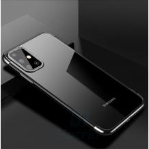 Луксозен силиконов калъф / гръб / TPU за Samsung Galaxy A51 - прозрачен / черен кант