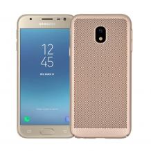 Силиконов калъф / гръб / TPU за Samsung Galaxy J7 2017 J730 - златист / Grid