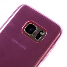 Силиконов калъф / гръб / TPU за Samsung Galaxy S7 G930 - розов / прозрачен