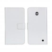 Кожен калъф Flip тефтер Flexi със стойка за Nokia Lumia 630 / Nokia Lumia 635 - бял
