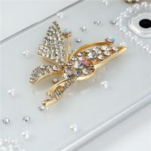 Луксозен твърд гръб с камъни 3D Luxury Diamond Bling Rhinestone за Samsung Galaxy S6 G920 - прозрачен / Clear Butterfly