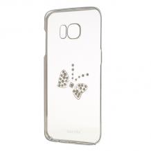 Луксозен твърд гръб X-FITTED Swarovski Diamond за Samsung Galaxy S7 G930 - прозрачен със сребрист кант / Crystal Royal Butte