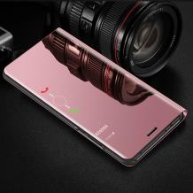 Луксозен калъф Clear View Cover с твърд гръб за Huawei Y7 2018 / Y7 2018 Prime - Rose Gold