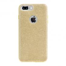 Луксозен ултра тънък силиконов калъф / гръб / TPU Ultra Thin FSHANG за Apple iPhone 7 Plus - златист / брокат