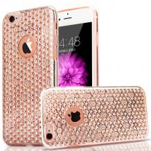 Луксозен силиконов калъф / гръб / TPU за Apple iPhone 6 / iPhone 6S - Rose Gold / прозрачен / орнаменти