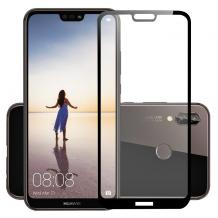 3D full cover Tempered glass screen protector Huawei P20 Lite / Извит стъклен скрийн протектор Huawei P20 Lite - черен 
