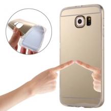 Луксозен силиконов калъф / гръб / TPU за Samsung Galaxy S6 G920 - златист / огледален