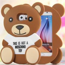 Силиконов калъф / гръб / TPU 3D Moschino Series за Samsung Galaxy S6 G920 - Teddy Bear / кафяв