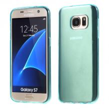 Силиконов калъф / гръб / TPU за Samsung Galaxy S7 G930 - зелен / прозрачен