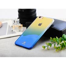 Луксозен твърд гръб Baseus Glaze Case за Apple iPhone 7 - преливащ / златисто и синьо