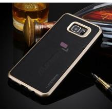 Луксозен силиконов калъф / гръб / TPU ROYCE за Samsung Galaxy S7 G930 - черен / златист кант