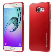 Луксозен силиконов калъф / гръб / TPU MERCURY i-Jelly Case Metallic Finish за Samsung Galaxy A3 2016 A310 - червен