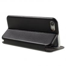 Луксозен кожен калъф Flip тефтер със стойка WUW за Apple iPhone 6 / iPhone 6S - черен