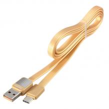 Оригинален USB кабел REMAX Platinum RC-044a 1m / USB Charging Data Cable / Type C - златист / плосък