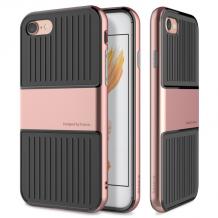 Оригинален силиконов калъф / гръб / TPU Baseus Anti-Fall Design Travel Case за Apple iPhone 7 - черен / Rose Gold кант