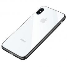 Луксозен стъклен твърд гръб за Apple iPhone X - бял