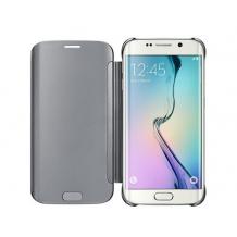 Страничен флип калъф Clear View Cover за Samsung Galaxy S6 Edge G925 - silver / сив