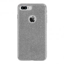 Луксозен ултра тънък силиконов калъф / гръб / TPU Ultra Thin FSHANG за Apple iPhone 7 Plus - сребрист / брокат
