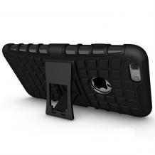 Силиконов гръб TPU Hybrid с твърда част и стойка за Apple iPhone 7 / iPhone 8 - черен
