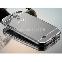 Луксозен алуминиев бъмпер с твърд гръб за Samsung Galaxy S4 I9500 / Samsung S4 I9505 / Samsung S4 i9515 - сив / огледален