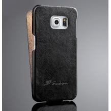 Луксозен кожен калъф Flip тефтер Fashion за Samsung Galaxy S6 Edge G925 - черен