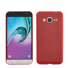 Твърд гръб за Samsung Galaxy J3 / J3 2016 J320 - червен / Grid