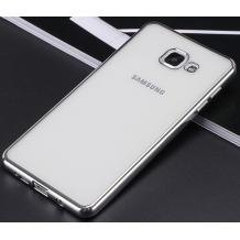 Луксозен силиконов гръб TPU за Samsung Galaxy A3 2016 A310 - прозрачен / сребрист кант