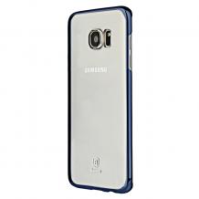 Луксозен твърд гръб Baseus Glitter Case за Samsung Galaxy S7 Edge G935 - прозрачен / тъмно син кант