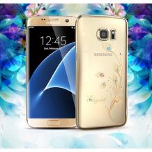 Луксозен твърд гръб KINGXBAR Swarovski Diamond за Samsung Galaxy S7 G930 - прозрачен със златен кант / Elegant