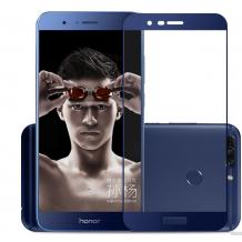 3D full cover Tempered glass screen protector Huawei Honor 8 Lite / Извит стъклен скрин протектор Huawei Honor 8 Lite - син