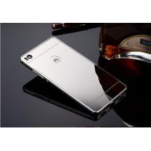 Луксозен алуминиев бъмпер с твърд гръб за Huawei P8  - огледален / сребрист      