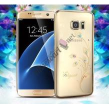 Луксозен твърд гръб KINGXBAR Swarovski Diamond за Samsung Galaxy S6 G920 - прозрачен със златен кант / Elegant