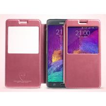 Луксозен калъф Flip тефтер S-View със стойка KALAIDENG Sun Series за Samsung Galaxy Note 4 N910 / Samsung Note 4 - розов