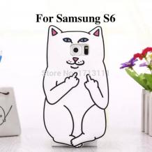 Силиконов калъф / гръб / TPU 3D за Samsung Galaxy S6 G920 - Bad Cat / бял