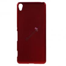 Ултра тънък силиконов калъф / гръб / TPU Ultra Thin Candy Case за Sony Xperia E5 - червен / брокат