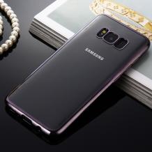 Луксозен силиконов калъф / гръб / TPU за Samsung Galaxy S8 Plus G955 - прозрачен / черен кант