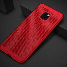 Луксозен твърд гръб за Huawei Mate 20 Pro - червен / Grid