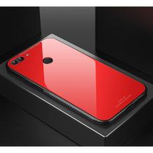 Луксозен стъклен твърд гръб за Huawei P Smart - червен