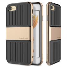 Оригинален силиконов калъф / гръб / TPU Baseus Anti-Fall Design Travel Case за Apple iPhone 7 - черен / златист кант